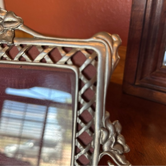 Vintage Seagull Pewter Frame Lattice & Floral Wedding Gift Photo Size 3.5” x 5” - Picture 6 of 9